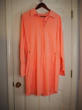 Coolibar Malta Travel Dress XL Coral UPF 50+ Sun Protection Long Sleeve Pockets